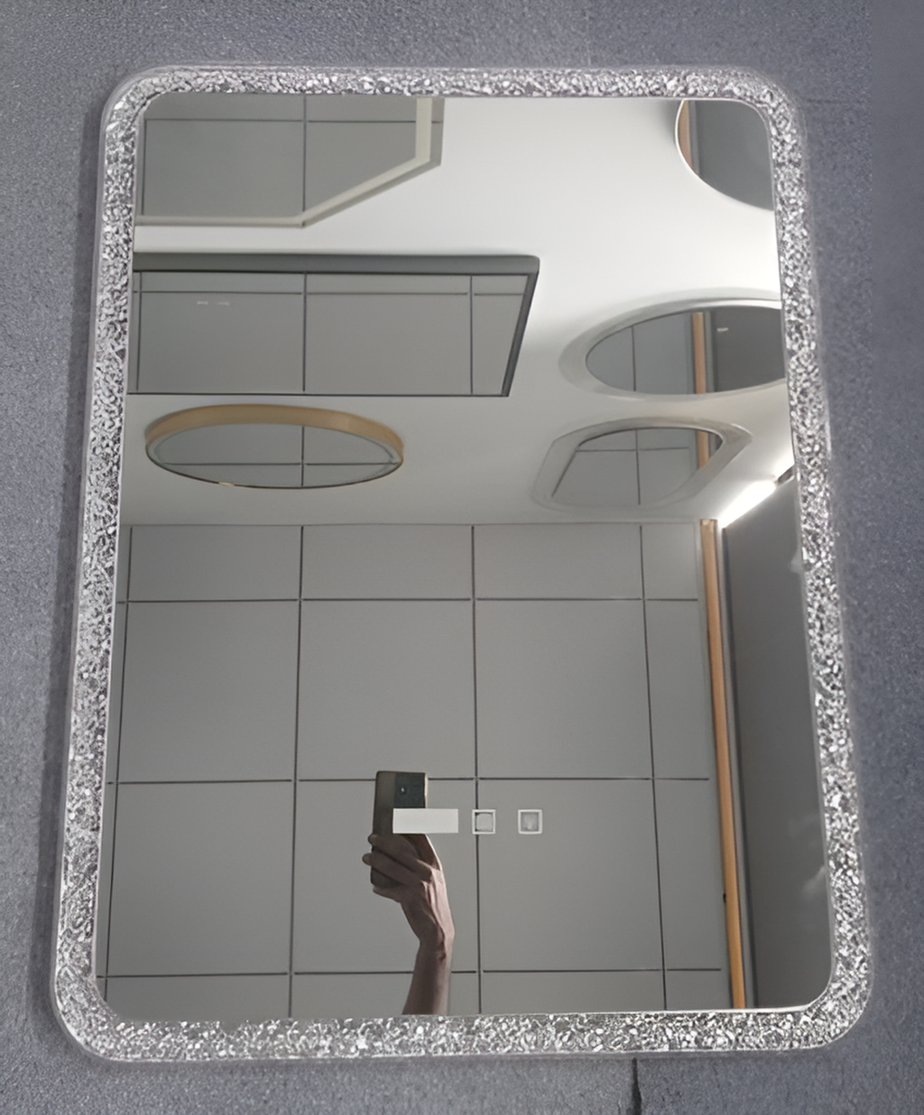 Fancy Diamond Vanity Mirror Led Crystal Mirror Touch Switch Bathroom Mirror with led Light