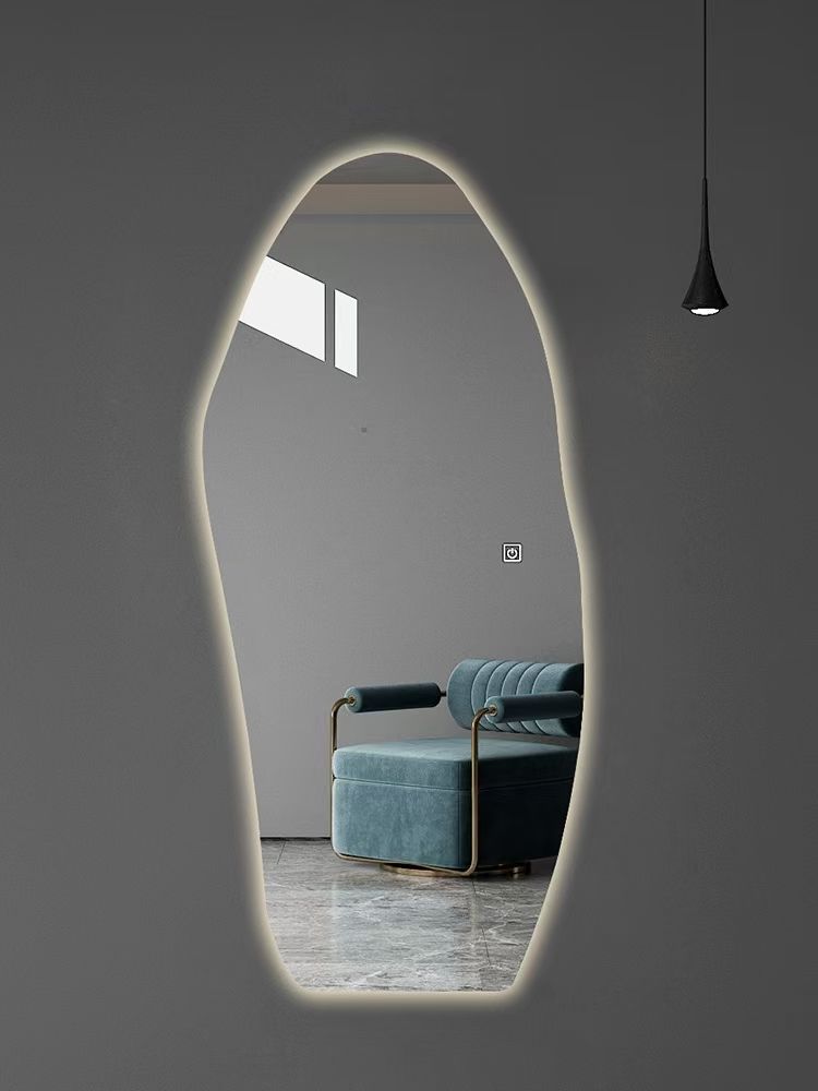 Modern Art Shaped Full-Length LED Dressing Wall Wave Dingju Mirror for Bedroom Vanity Home Hotels Mirror