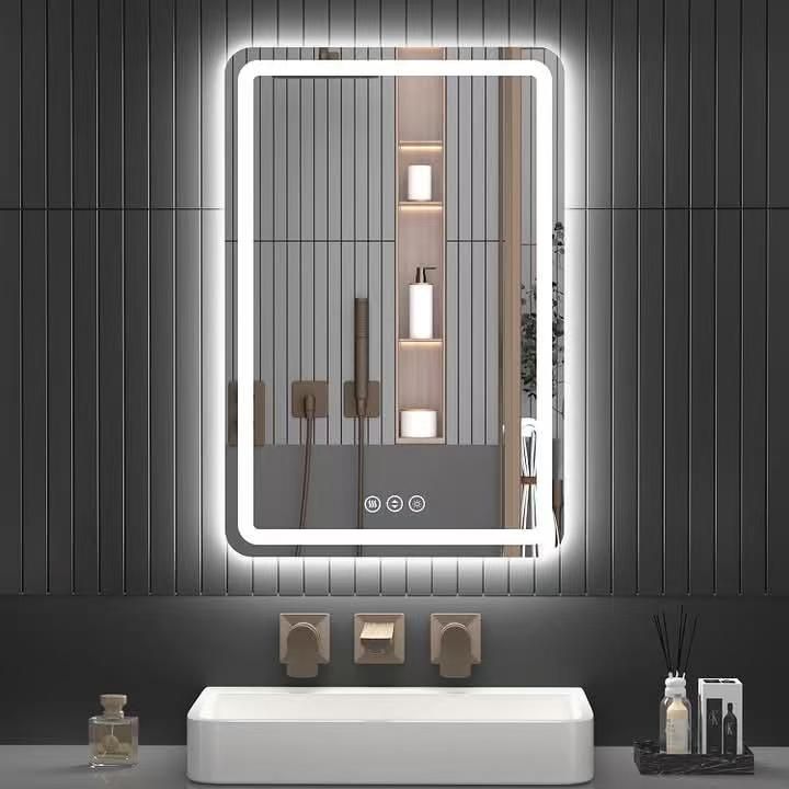 Modern  Design DINGJU  Rectangle Bathroom Mirror Decor Bath Mirror With Led Lights