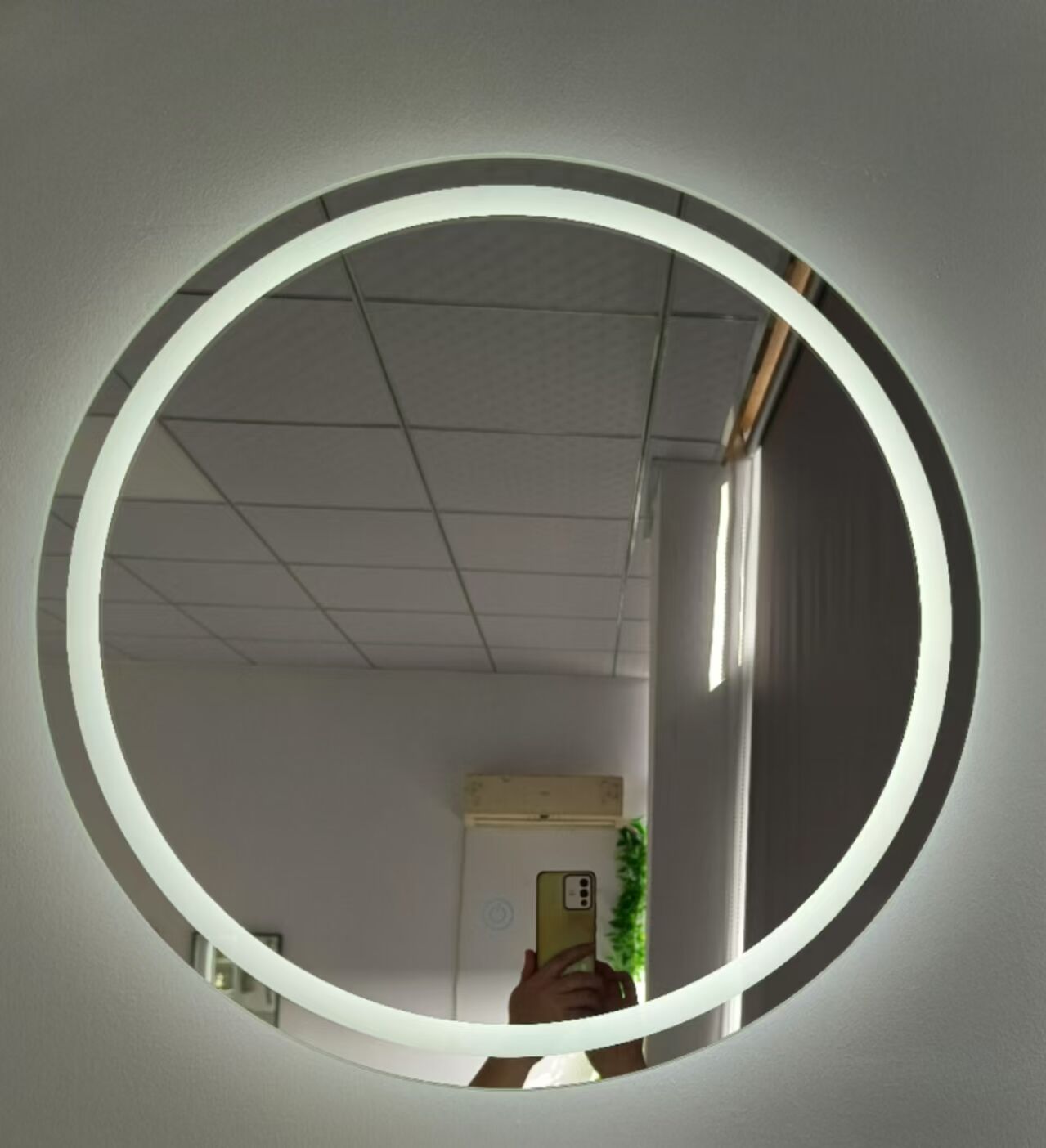 New Luxury Round Anti-Fog Black Bathroom Mirror LED Intelligent Mirror Wall-Mounted Bathroom DINGJU Bathroom Mirror