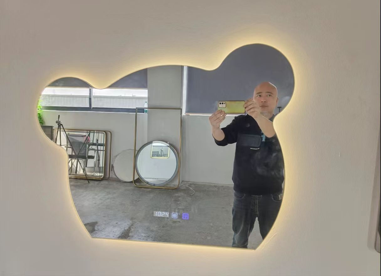 Customized bathroom smart mirror with LED light hotel bathroom wall decoration LED DINGJU bathroom mirror