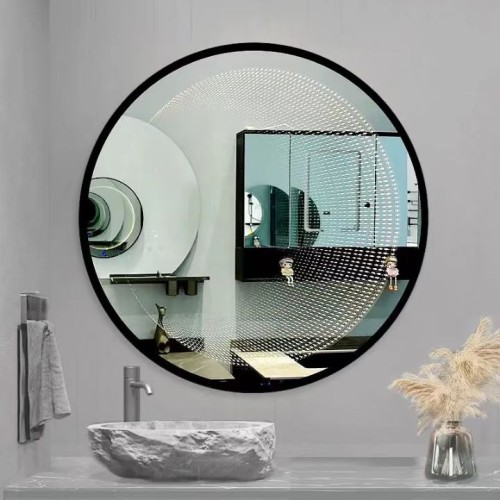Black Full Wall Mirror Round Brushed Metel Frame Mirror For Living Room Bedroom Bathroom Circlle Mirror For Wall Decor