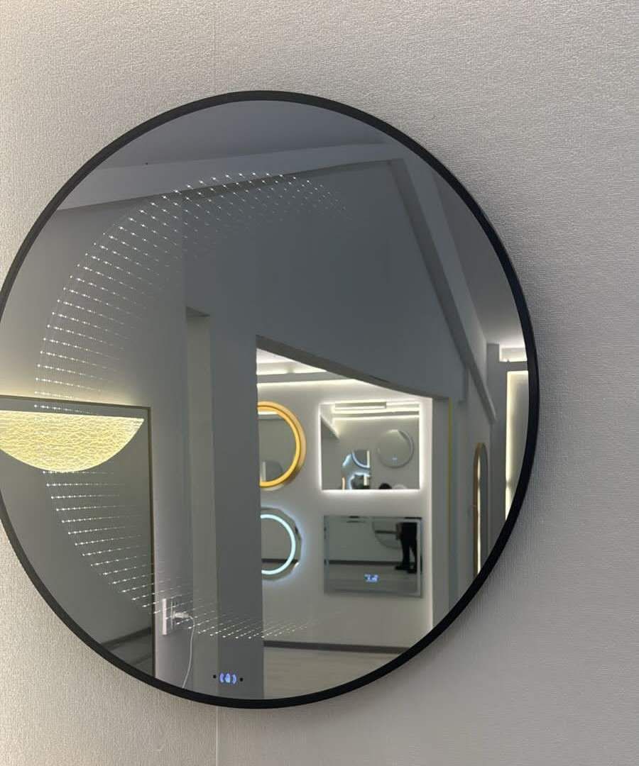 Black Full Wall Mirror Round Brushed Metel Frame Mirror For Living Room Bedroom Bathroom Circlle Mirror For Wall Decor