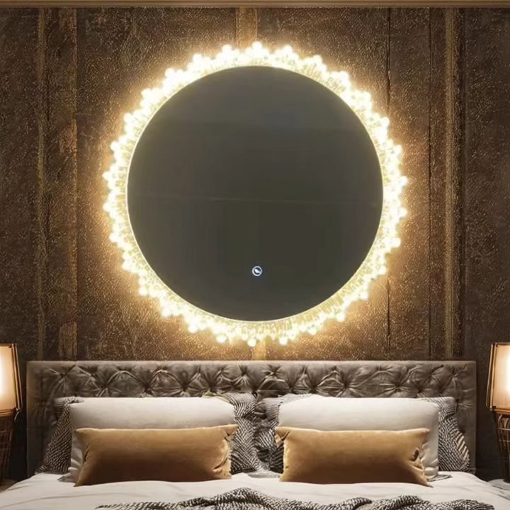 Modern Luxury Art Deco Style LED Bathroom Mirror Smart Sun Light Touch  Wall  Decor For Apaartment and Hotel Mirror