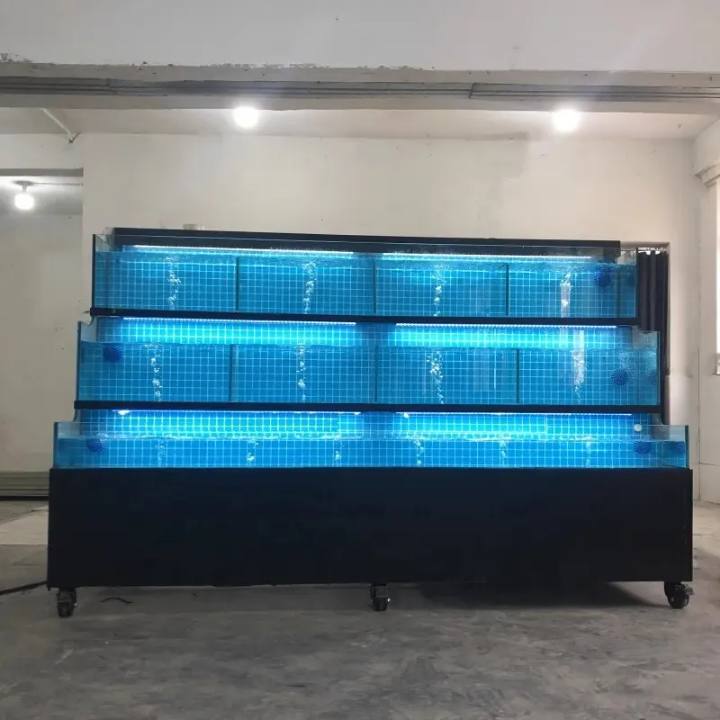 DINGJU Customizable Supermarket Restaurant Smart Operation System Glass Fish Tank Live Seafood Aquarium