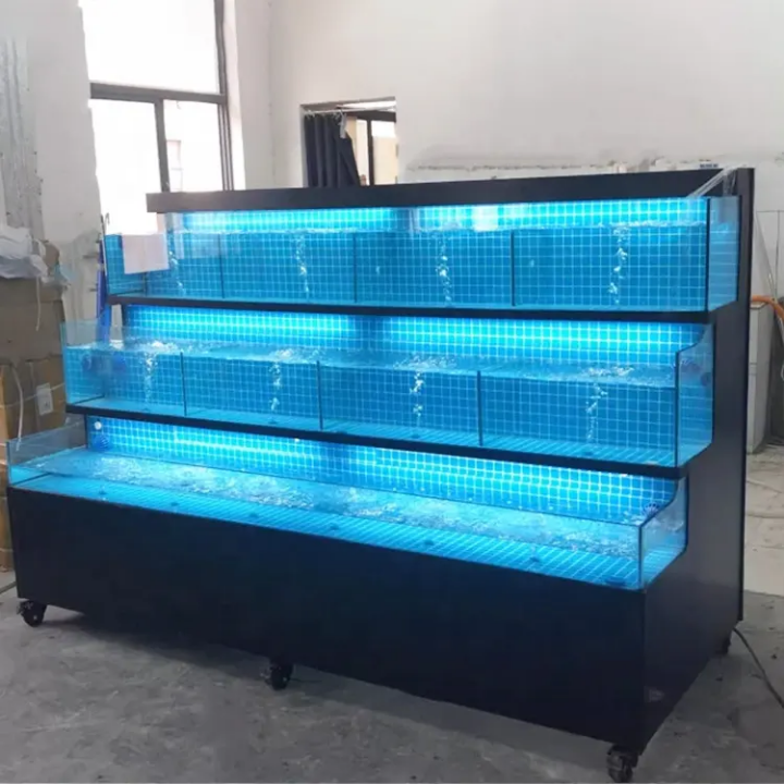 DINGJU Customizable Supermarket Restaurant Smart Operation System Glass Fish Tank Live Seafood Aquarium