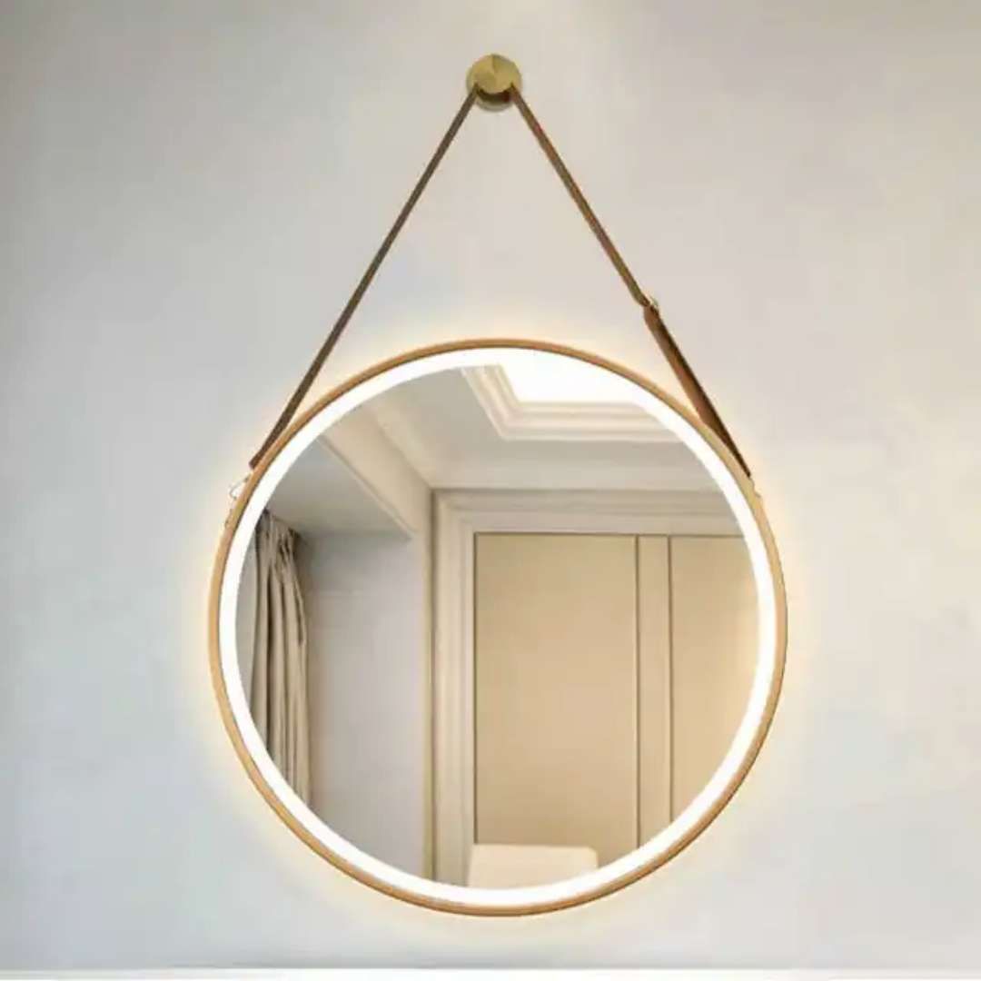 European Style Round Shaped Makeup Illuminated Bathroom Small Led Dingju Mirrors