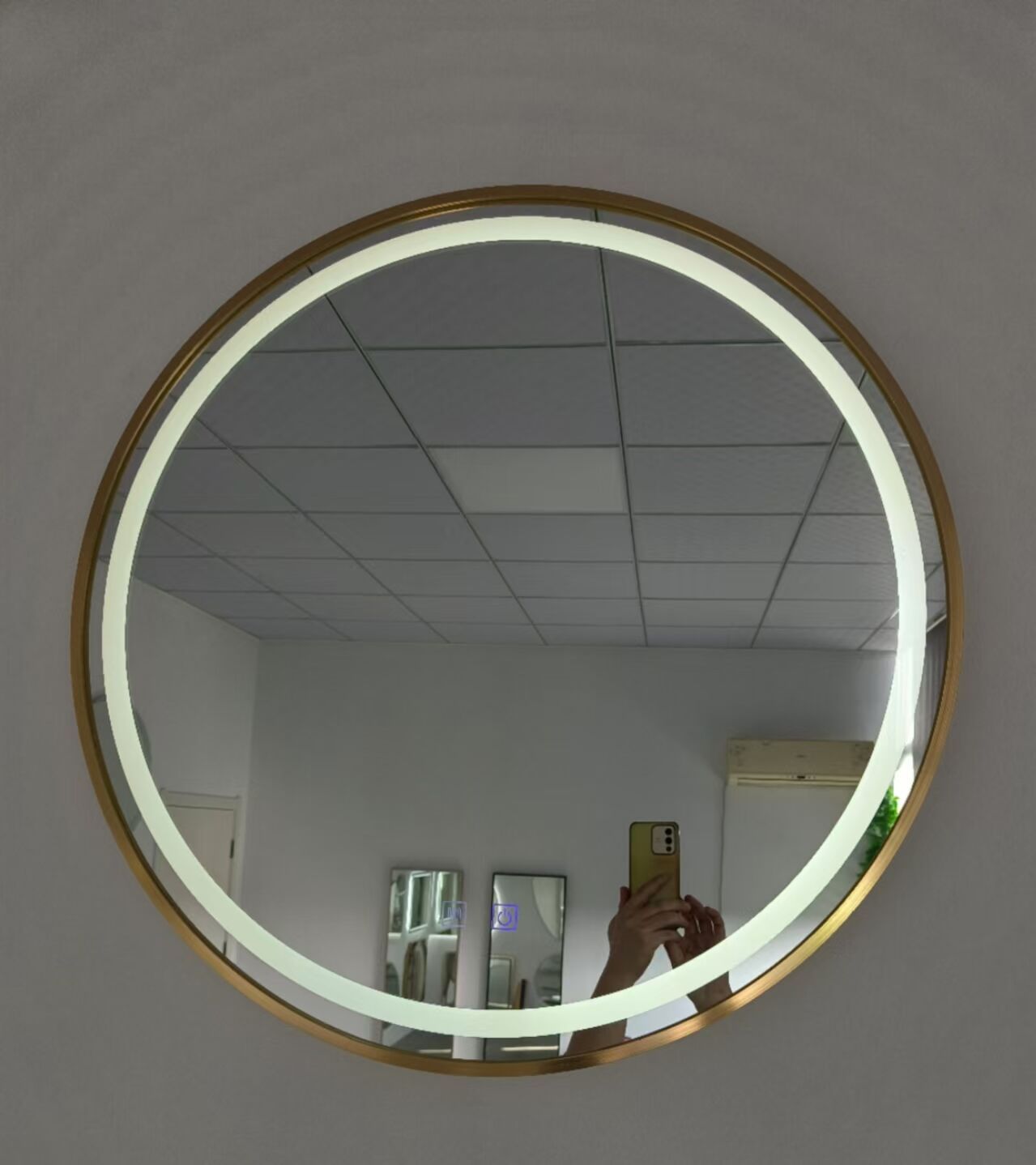 Hot sales Modern Anti Fog Touch Screen Smart Lighted Hanging Framed Bathroom Led Round Dingju Smart Mirror