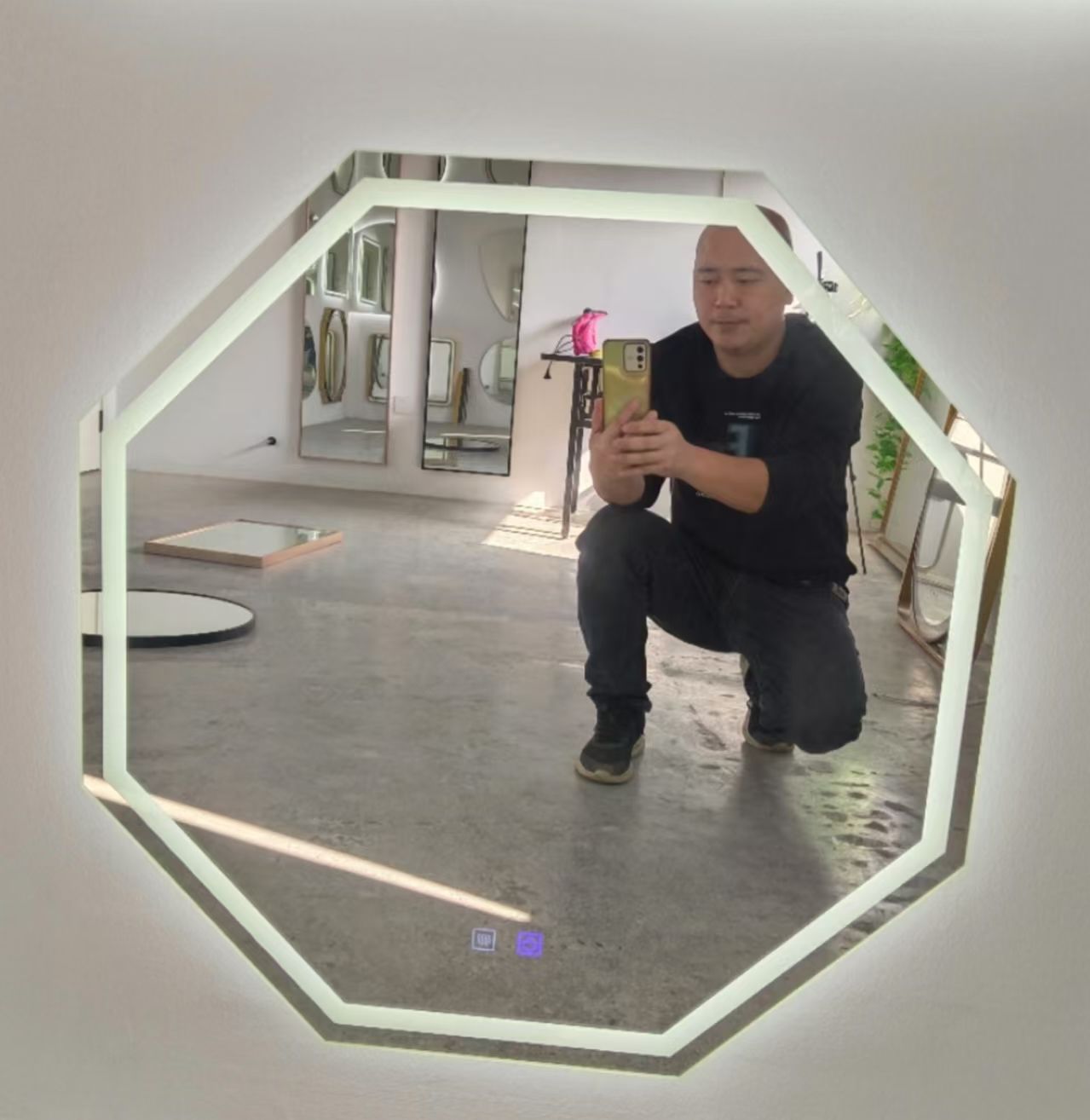 Hotel bathroom Dingju stainless steel metal wall mirror