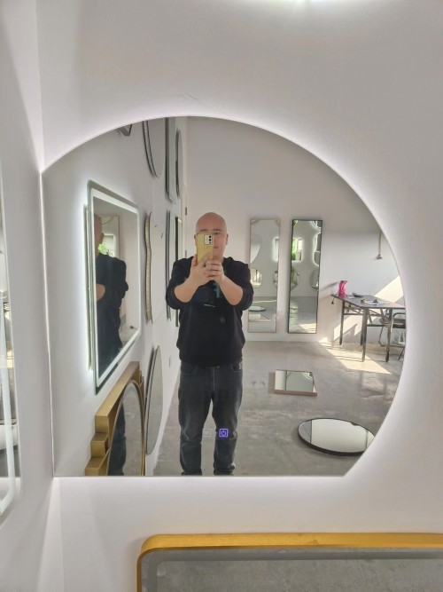 Two Trimmed Edges round anti-fog bathroom mirror led intelligent luminous mirror wall-mounted DINGJU Bathroom mirror