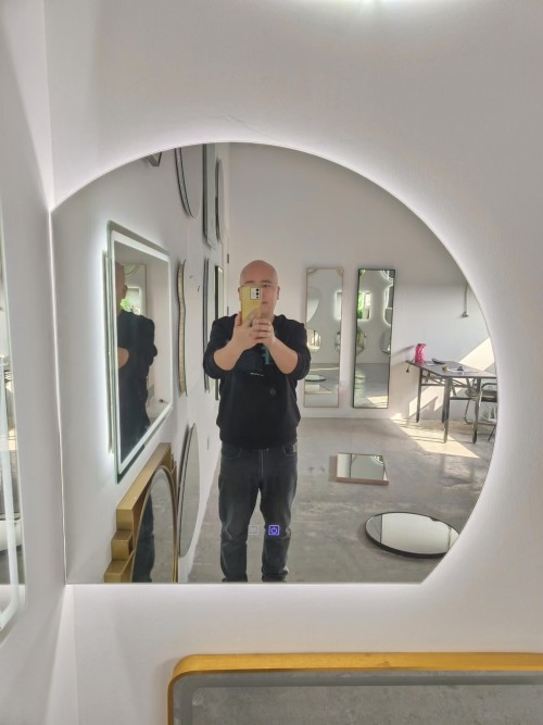 Two Trimmed Edges round anti-fog bathroom mirror led intelligent luminous mirror wall-mounted DINGJU Bathroom mirror