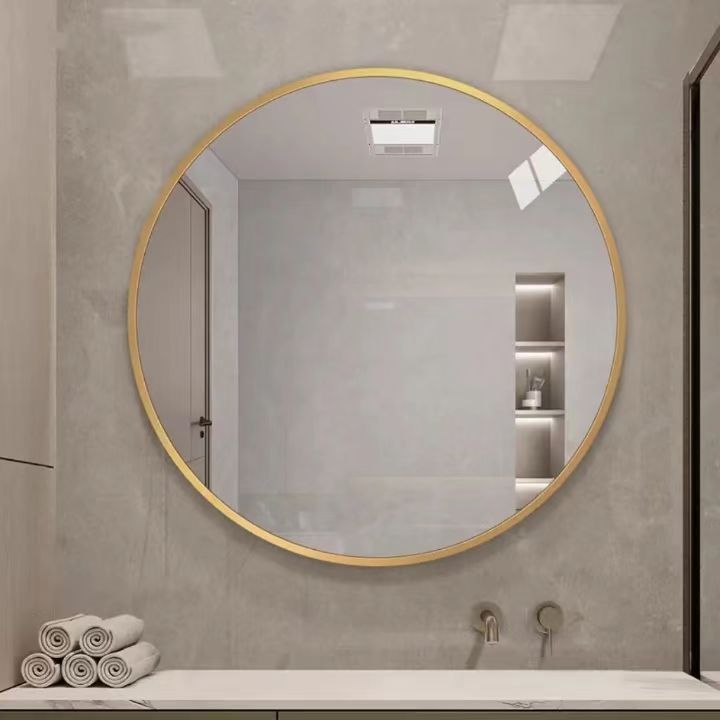 Round Aluminium Alloy Framed Home Decor Big Wall Mounted Bathroom Gold Round Mirror